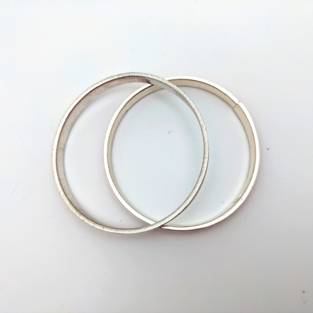 Stackable Salmon Enamel Bangles Duo - image 3